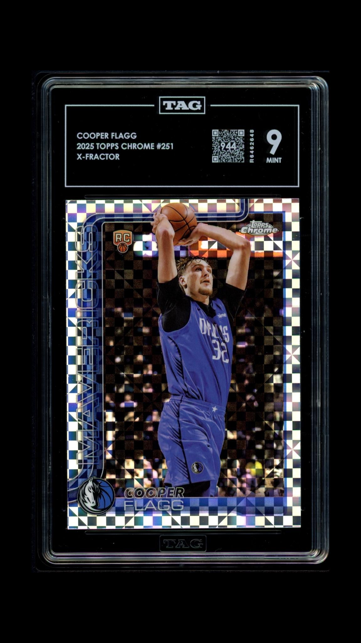 2025 Topps Chrome #251 Cooper Flagg X-Fractor TAG 9