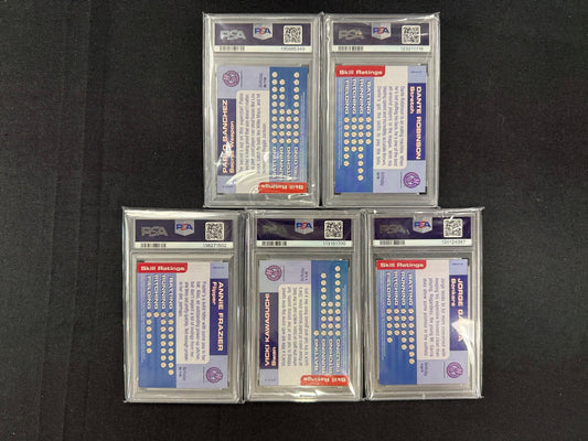 2000 Pacific Backyard Baseball five PSA graded cards back