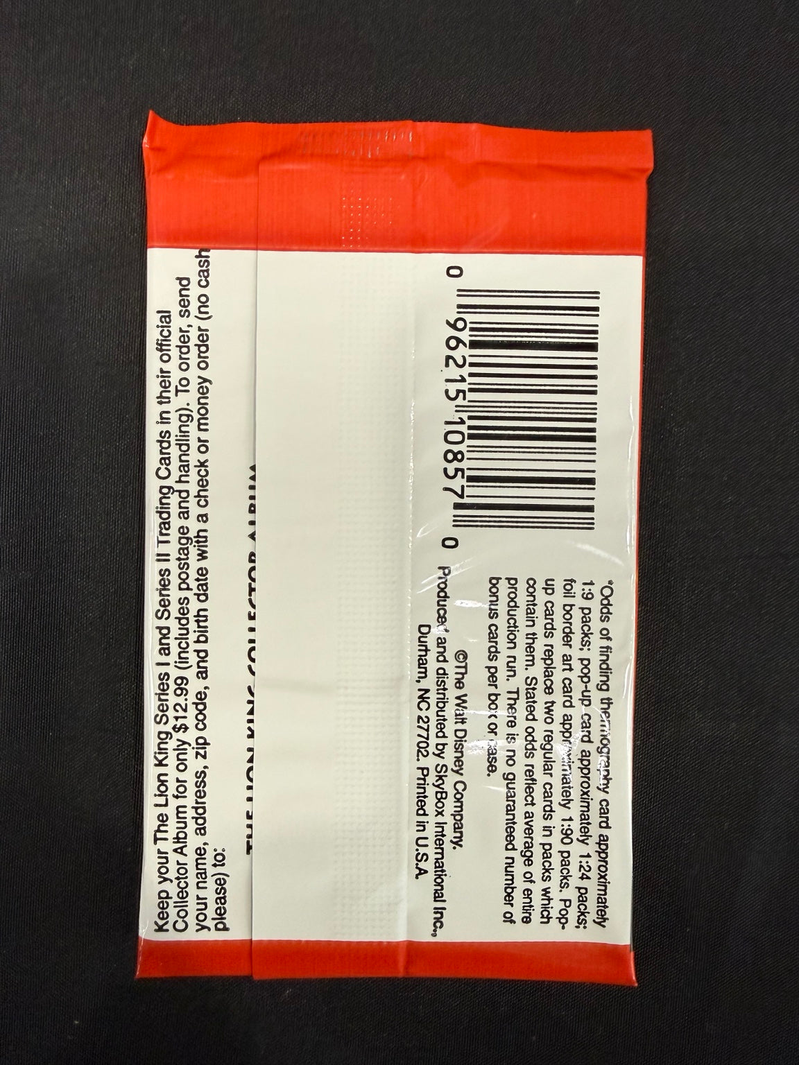 The Lion King Series II pack back with insert odds