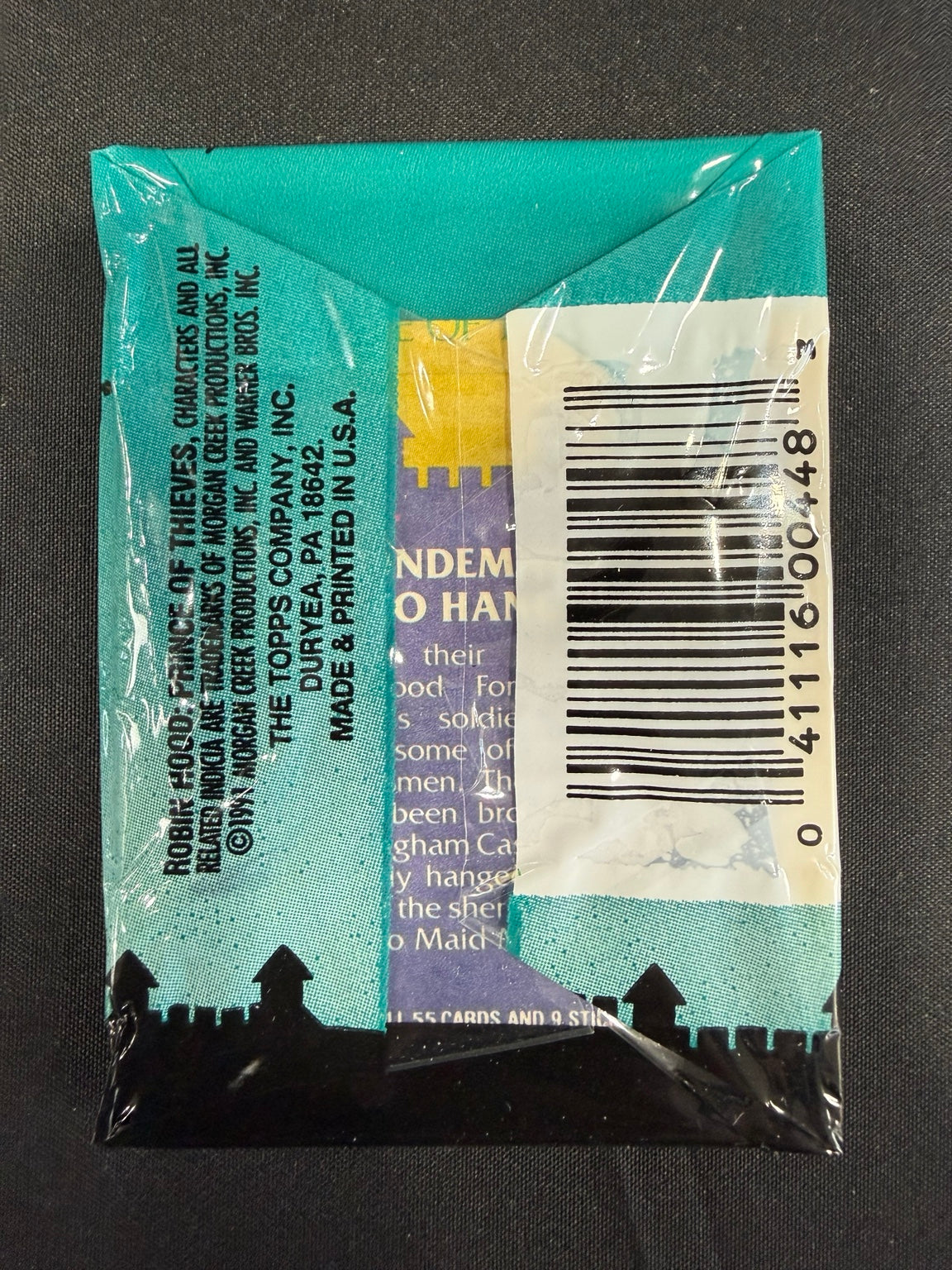 1991 Topps Robin Hood Prince of Thieves pack back and barcode