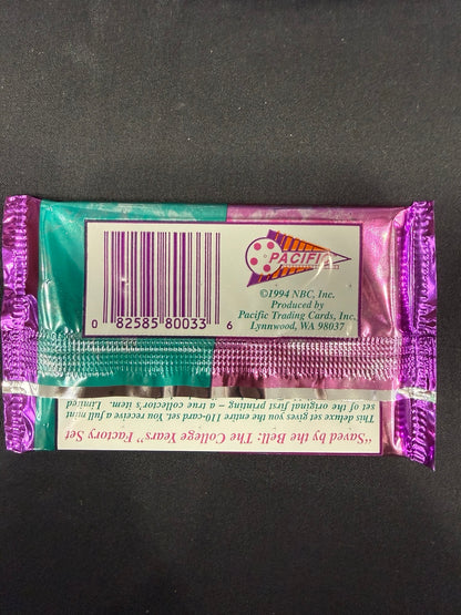 1994 Pacific Saved by the Bell: The College Years Hobby Pack - back and barcode