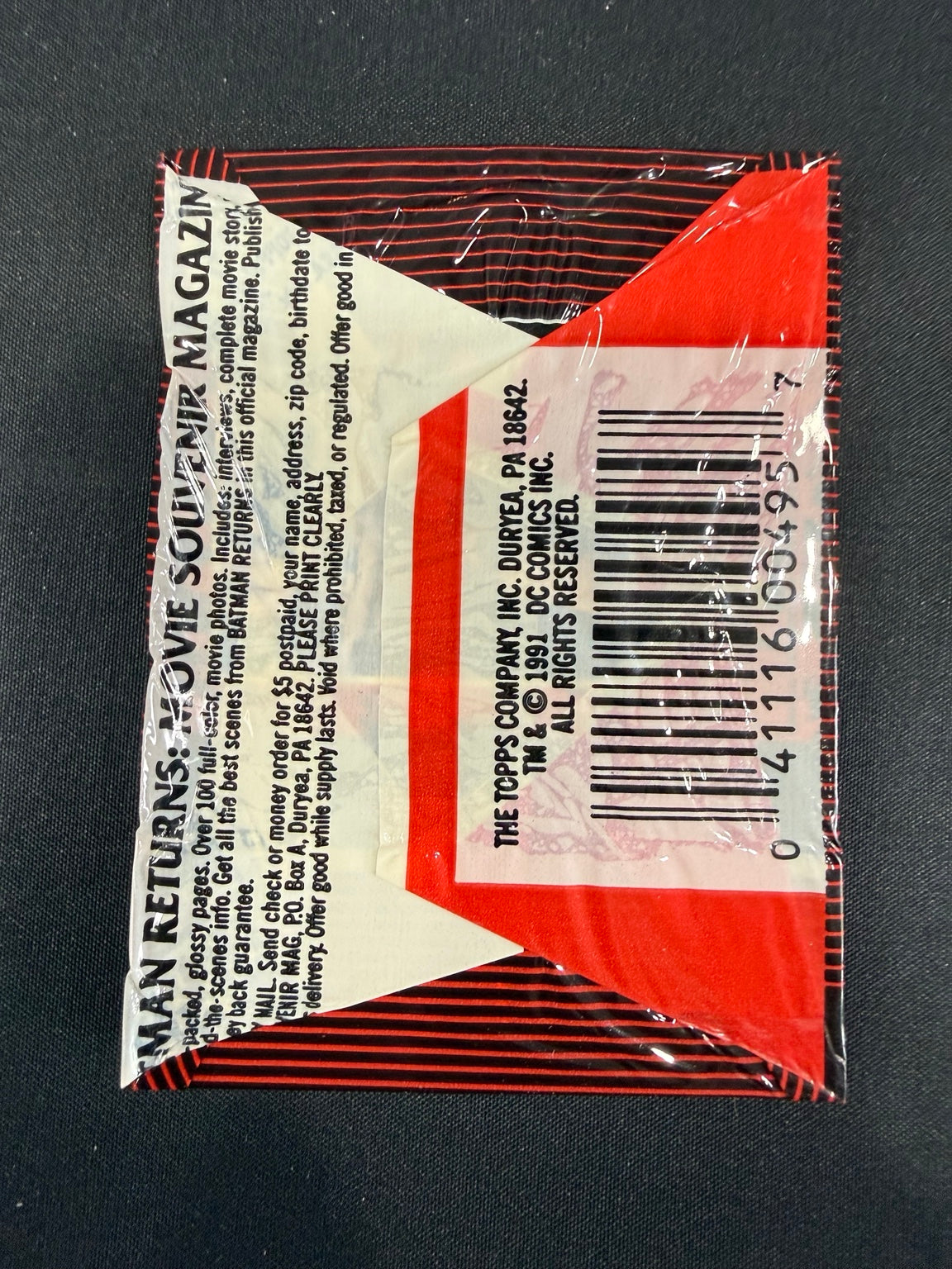 1992 Topps Stadium Club Batman Returns Hobby Pack - back and barcode