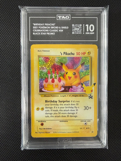 2021 Pokémon Celebrations Birthday Pikachu #24 — TAG 10