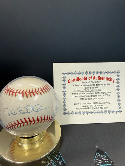 Derek Jeter Autographed Baseball with COA & Display Case