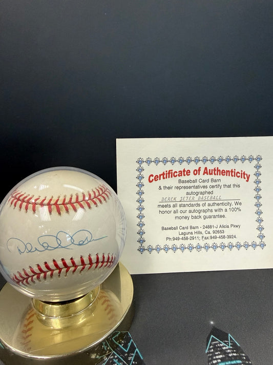 Derek Jeter Autographed Baseball with COA & Display Case