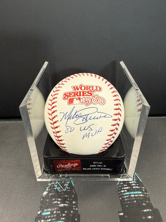 Mike Schmidt Philadelphia Phillies Autographed 1980 World Series Logo Baseball with "80 WS MVP" Inscription