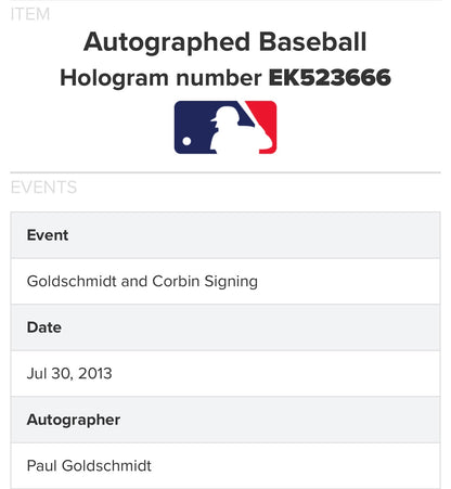 Paul Goldschmidt Autographed Rawlings Baseball – MLB Authenticated EK523666