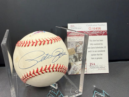 Pete Rose signed baseball with JSA certificate G10456