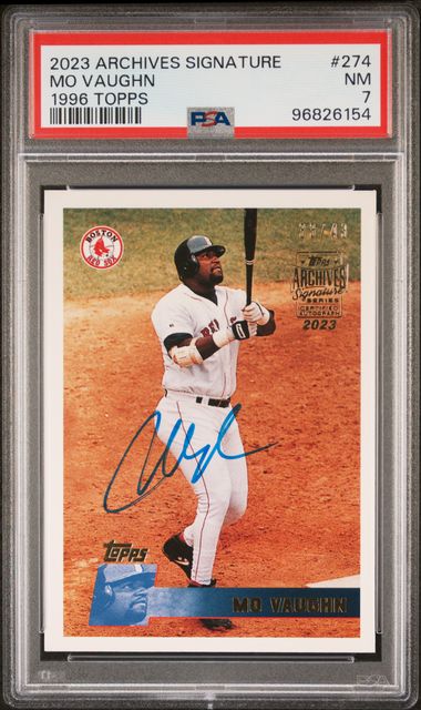 2023 Archives Signature #274 Mo Vaughn 33/43 1996 Topps PSA 7