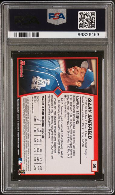 2023 Archives Signatures #58 Gary Sheffield 2001 Bowman 1/1 PSA 6