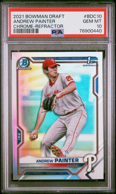 2021 Bowman Draft #BDC10 Andrew Painter Chrome Refractor PSA 10