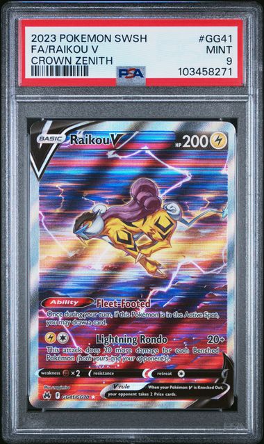 2023 Pokémon Raikou V GG41/GG70 Crown Zenith PSA 9 front cert 103458271