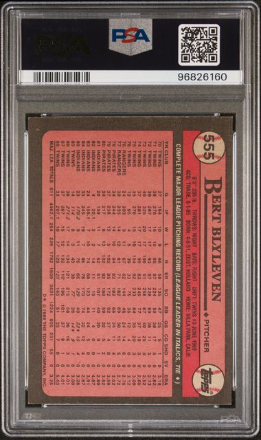 2023 Archives Signature #555 Bert Blyleven 1989 Topps 5/32 PSA 7