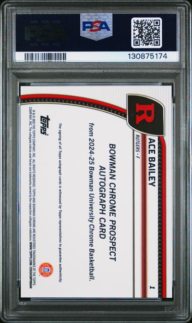 2024 Bowman Chrome U #1 Ace Bailey Autograph Green Refractor 38/99 PSA 9