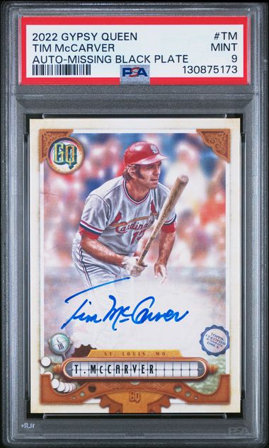 2022 Gypsy Queen #TM Tim McCarver Auto Missing Black Plate 6/25 PSA 9