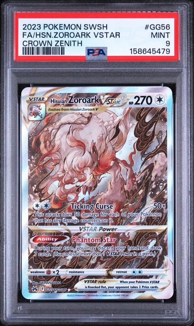2023 Pokémon Hisuian Zoroark VSTAR GG56/GG70 Crown Zenith PSA 9 front cert 158645479