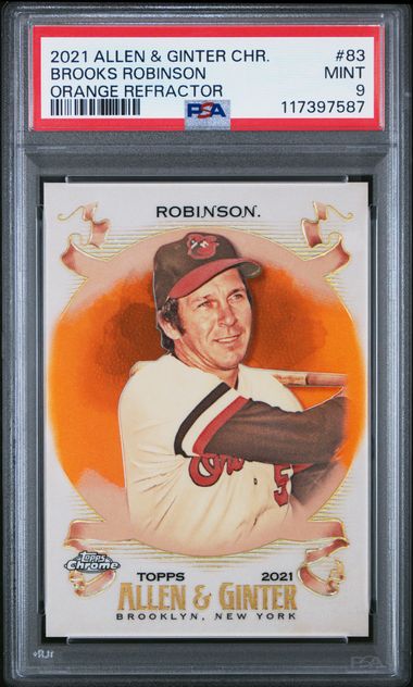 2021 Allen & Ginter Chrome #83 Brooks Robinson Orange Refractor 9/25 PSA 9