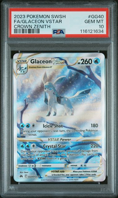 2023 Pokémon Glaceon VSTAR #GG40/GG70 Crown Zenith PSA 10 — front — PSA 116121634
