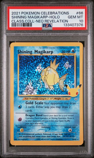 2021 Pokémon Shining Magikarp #66/64 Celebrations Classic Collection PSA 10 — front — PSA 133407376