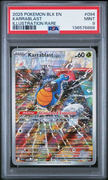 2025 Pokémon Karrablast #094/086 Illustration Rare PSA 9 front