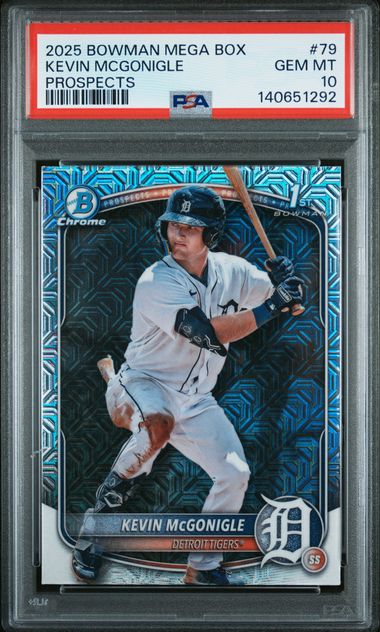 2025 Bowman Mega Box Kevin McGonigle BCP-79 Mojo PSA 10, certification 140651292, front