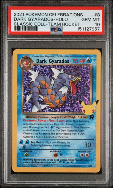 2021 Pokémon Dark Gyarados Holo #8 Celebrations Classic Collection PSA 10 — front — PSA 151127957