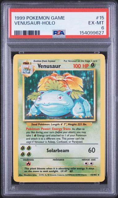 1999 Pokémon Venusaur Holo #15 Base Set PSA 6 — front — PSA 154099627