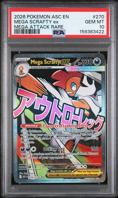 2026 Pokémon Mega Scrafty ex #270/217 Mega Attack Rare PSA 10 front