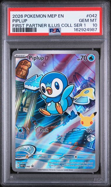 2026 Pokémon Piplup #042 First Partner Illustration Collection Series 1 PSA 10 — front — PSA 162924987