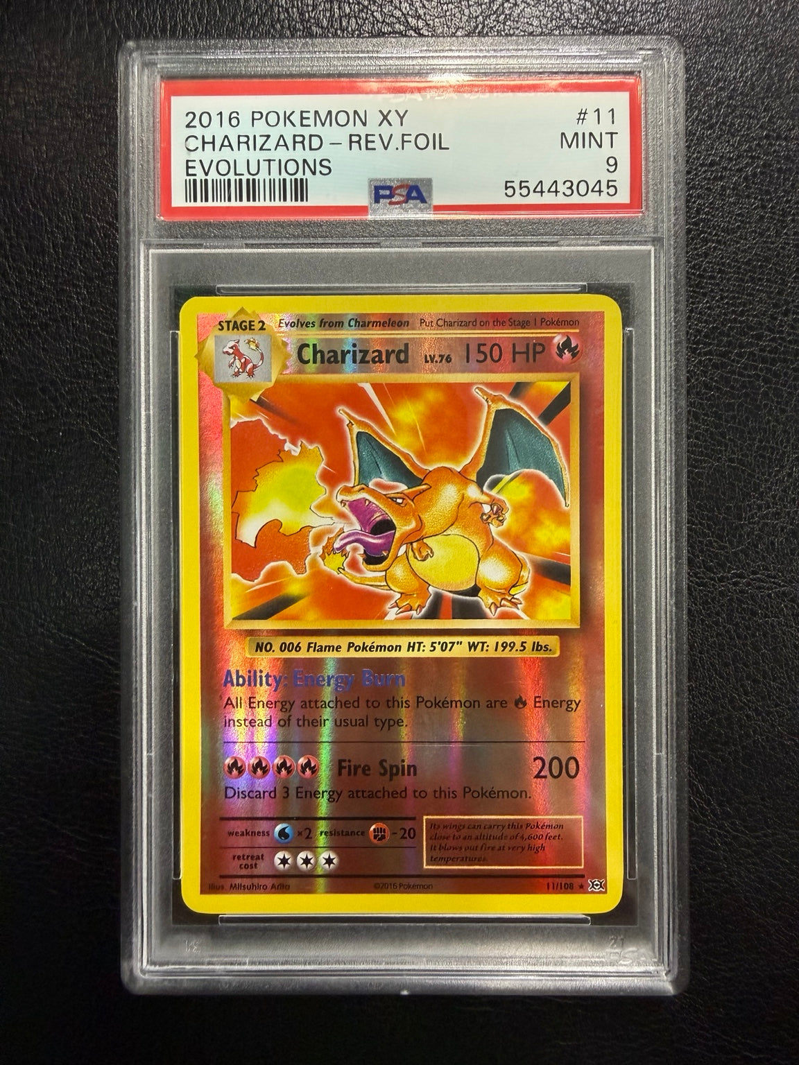 2016 Pokémon Charizard Reverse Holo #11/108 XY Evolutions PSA 9 — front — PSA 55443045