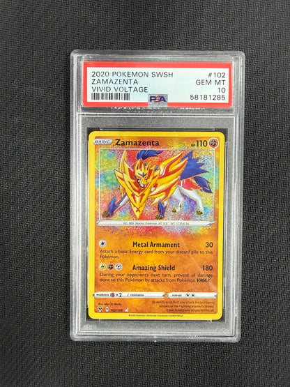2020 Pokémon Zamazenta #102/185 Amazing Rare Vivid Voltage PSA 10 front