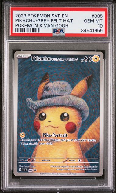 2023 Pokémon Pikachu with Grey Felt Hat #085 PSA 10, cert 84541959 — front