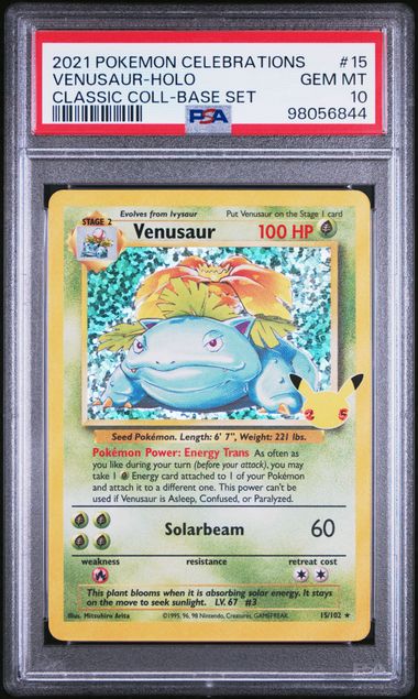 2021 Pokémon Venusaur Holo #15/102 Celebrations Classic Collection PSA 10 — front — PSA 98056844