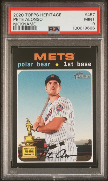 2020 Topps Heritage Nickname Variation #457 Pete Alonso Polar Bear PSA 9