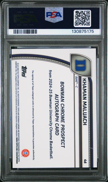2024 Bowman Chrome U #46 Khaman Maluach Autograph Orange Shimmer 9/65 PSA 9