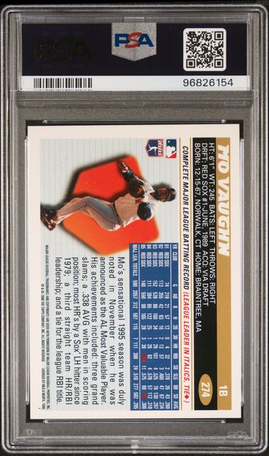 2023 Archives Signature #274 Mo Vaughn 33/43 1996 Topps PSA 7